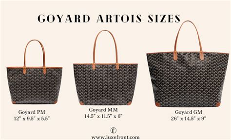 goyard pm dimensions|goyard artois pm vs mm.